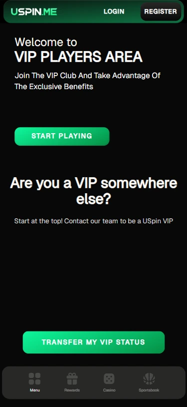 Uspin casino VIP players area. Join the VIP club and transfer your VIP status for exclusive benefits.
