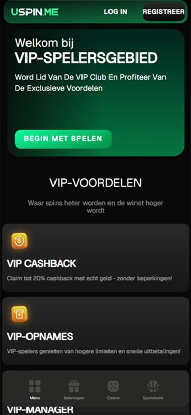 VIP-spelersgebied bij USPIN.ME: VIP Cashback en VIP-opnames. Begin met spelen!